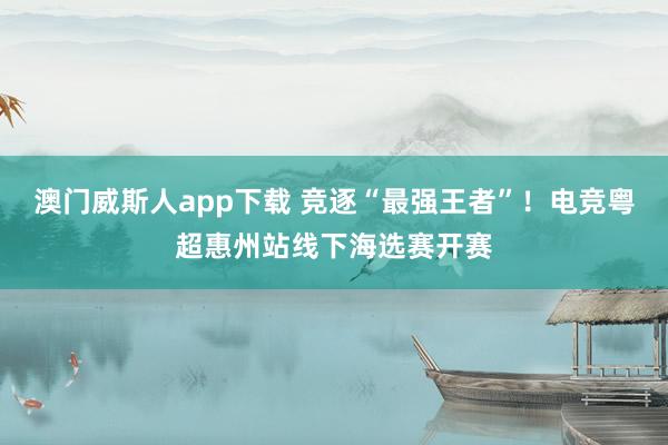 澳门威斯人app下载 竞逐“最强王者”！电竞粤超惠州站线下海选赛开赛