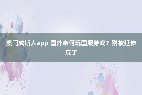 澳门威斯人app 国外奈何玩国服游戏？别被延伸坑了