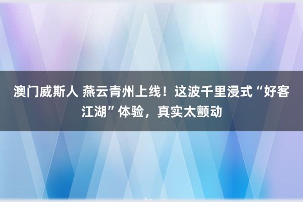 澳门威斯人 燕云青州上线！这波千里浸式“好客江湖”体验，真实太颤动