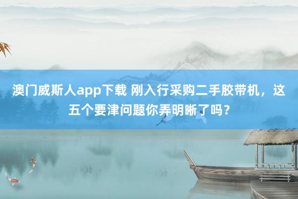澳门威斯人app下载 刚入行采购二手胶带机，这五个要津问题你弄明晰了吗？