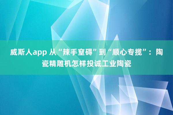 威斯人app 从“辣手窒碍”到“顺心专揽”：陶瓷精雕机怎样投诚工业陶瓷