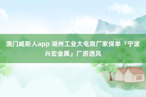 澳门威斯人app 湖州工业大电扇厂家保举『宁波兴宏金属』厂房透风