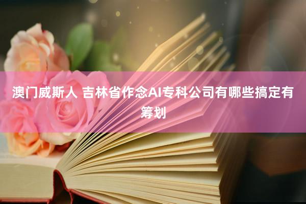 澳门威斯人 吉林省作念AI专科公司有哪些搞定有筹划