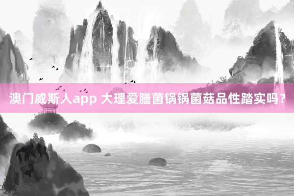 澳门威斯人app 大理爱膳菌锅锅菌菇品性踏实吗？