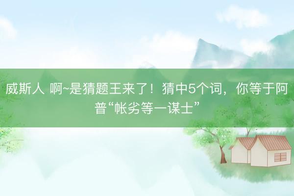 威斯人 啊~是猜题王来了！猜中5个词，你等于阿普“帐劣等一谋士”