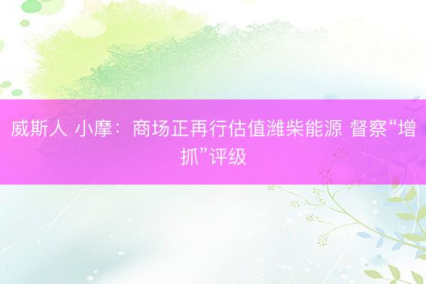 威斯人 小摩：商场正再行估值潍柴能源 督察“增抓”评级